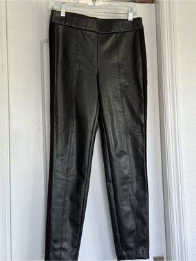 Talbots Black Faux Leather Skinny Pants with Side Panels